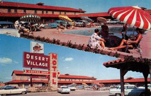 DESERT VILLAGE MOTEL Fort Worth, TX Swimming Pool Roadside 1965 Vintage Postcard