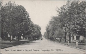 Postcard Penn Street West of Second Avenue Hoopeston IL