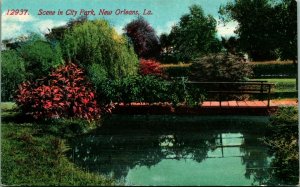 Lake and Foot Bridge City Park New Orleanas Louisiana LA UNP DB Postcard B10