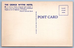 1940's WYTHEVILLE VIRGINIA GEORGE WYTHE HOTEL NORFOLK & WESTERN RAILWAY POSTCARD