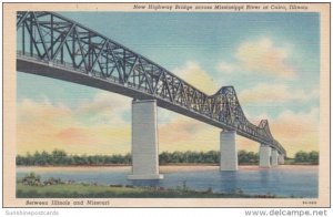 Illinois Cairo New Highway Bridge Across Mississippi River Curteich