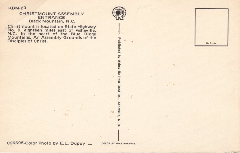 US    PC4707  CHRISTMOUNT ASSEMBLY, BLACK MOUNTAIN, SC