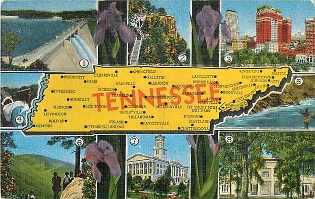 Linen Tennessee Map Card TN