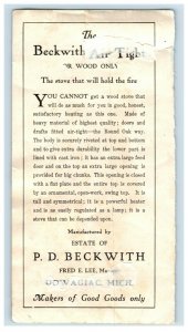 1880's P.D. Beckwith Dowagiac, MI Native American Trade Card P75