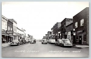 Hurley WI~White Cross Drug Store~Theatre~Porky's~Turf Bar~Fitger's~RPPC 1940s