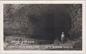 RPPC Postcard Entrance to Cave in Rock State Park Cave in Rock Illinois IL
