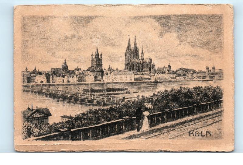 *Koln Cologne Germany Artist Sketch Drawing Vintage Postcard C60