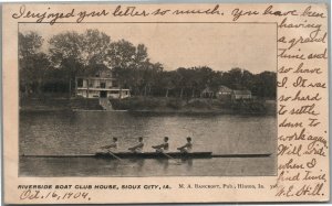 SIOUX CITY IA RIVERSIDE BOAT CLUB HOUSE ANTIQUE POSTCARD