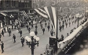RPPC Peoria, IL June 1912 TPA Parade Street Scene Vintage Postcard 1913