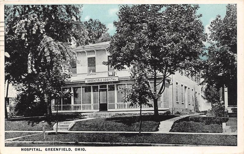 A87/ Greenfield Ohio Postcard c1930 Hospital Building