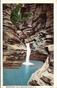 Whispering Falls Watkins Glen National Park New York Scenic WB Postcard 