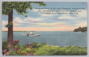 Ship~Roosevelt Ferry Of Lake Champlain Transportation~Vintage Postcard 