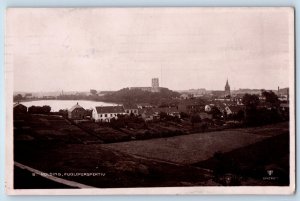 Denmark Postcard Kolding Bird's Eye View Port Buildings 1913 Posted RPPC Photo