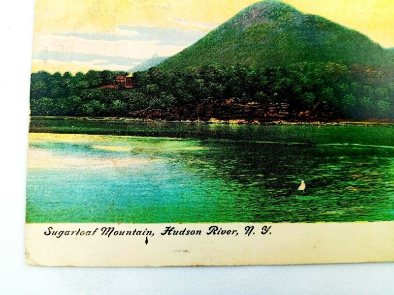 Vintage Postcard 1909 Sugarloaf Mountain Hudson River New York NY