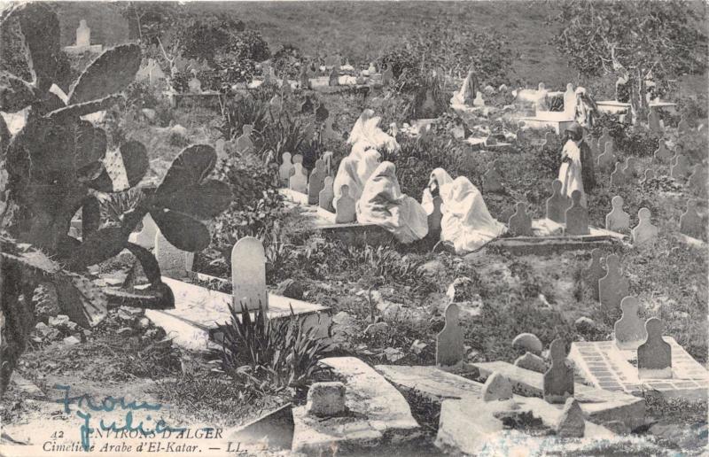 ALGER ALGERIA CIMETIERE ARABE d'EL KATAR POSTCARD c1905