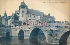 Old Postcard Laval Old Bridge and Old Castle