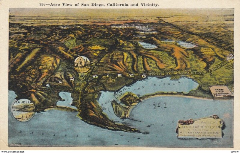 SAN DIEGO, California, 1900-10s; Aero View of San Diego and Vicinity