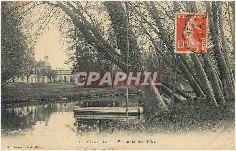 Old Postcard Chateau d'Anet View Piece of Water