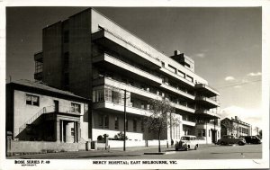 australia, VIC, MELBOURNE, Mercy Hospital, Car (1958) Rose Series RPPC Postcard