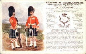 Scotland Scottish Military History Seaforth Highlanders Soldiers c1910 Postcard