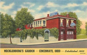 Postcard Ohio Cincinnati Mecklenburg's Garden Restaurant 1930s Tei-9148