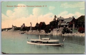 Thousand Islands New York c1910 Postcard Summer Homes House Boat