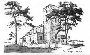 Saxthorpe Church Itteringham Norfolk Painting Postcard