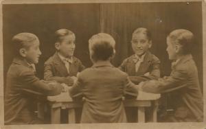 ONE BOY MULTIPLE IMAGE TRICK ANTIQUE REAL PHOTO POSTCARD RPPC collage montage