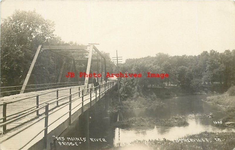 IA, Estherville, Iowa, RPPC, Des Moines River Bridge, LL Cook Photo No 1605