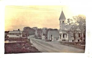 Brooks ME Main Street Business District Church Real Photo Postcard