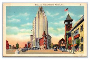 Main and Prospect Streets Passaic NJ New Jersey UNP Linen Postcard V11