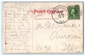 1914 Aurora City Of Lights Crescent Stars Yorkville IL Multiview Posted Postcard