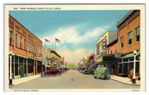 IDAHO FALLS, ID ~ Street Scene PARK AVENUE Rex Theatre c1930s  Postcard