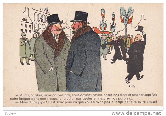 Political Comic postcard , France ,  10-30s # 19