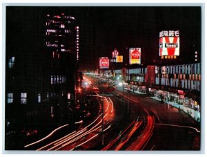 c1950's Night View of Chung Hwa Road Market Street Taipei Taiwan Postcard