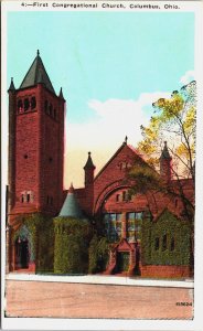 First Congregational Church Columbus Ohio Vintage Postcard C123