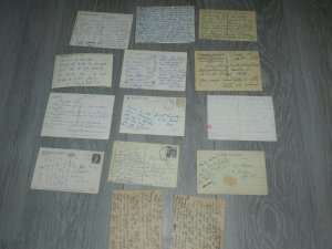 VINTAGE 14 POSTCARDS 1 FROM US AND  THE REST OUTSIDE THE US ALL HAVE WRITING 