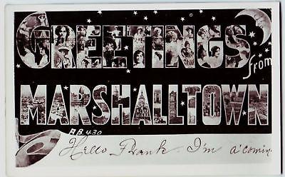 Old MARSHALLTOWN Iowa Ia RPPC Postcard Greetings MultiV