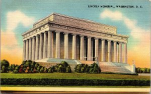 Lincoln Memorial Washington Dc Linen Colourpicture District Columbia Postcard 