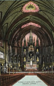 Vintage Postcard 1910's Interior Notre Dame Catholic Church Montreal Canada CAN