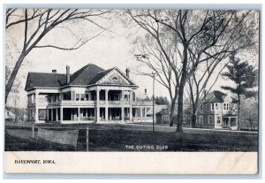 Davenport Iowa Postcard Outing Club Exterior View Building c1910 Vintage Antique