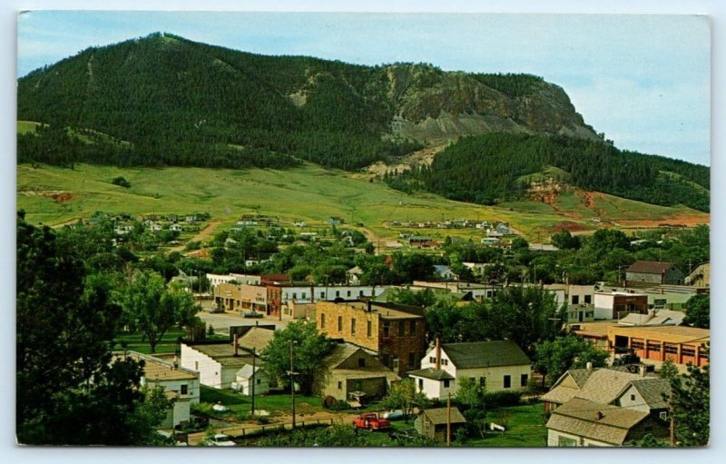 SUNDANCE, WY Wyominig ~ Birdseye VIEW of TOWN c1950s Crook County Postcard