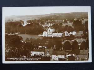 Hampshire WINCHESTER COLLEGE & WOLVESEY CASTLE from St. Giles Hill - Old RP PC