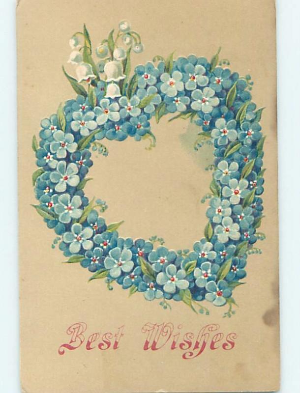 Pre-Linen Valentine BEAUTIFUL HEART MADE OF FORGET-ME-NOT FLOWERS HL5912