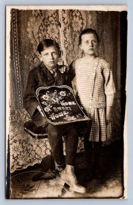 K12/ Interesting RPPC Postcard c10 Pretty Children Fancy Home Sweet Home 263