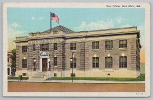 Linen~Street Front & Stairs View~US Post Office Bldg~Pine Bluff Ark~Vintage PC