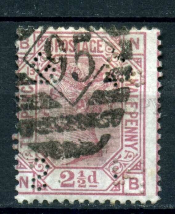 509582 Great Britain 1876 year Queen Victoria 21/2p perfin