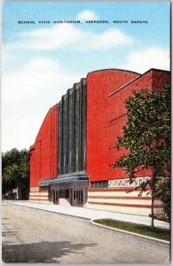 School Civic Auditorium Aberdeen South Dakota SD Street View Postcard