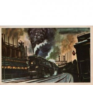 Pittsburgh And Lake Erie Railroad Painting Christmas Memory Age Steam Postcard