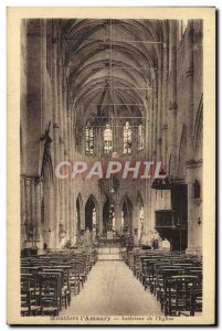 Old Postcard Montfort L & # 39Amaury Interior L & # 39Eglise